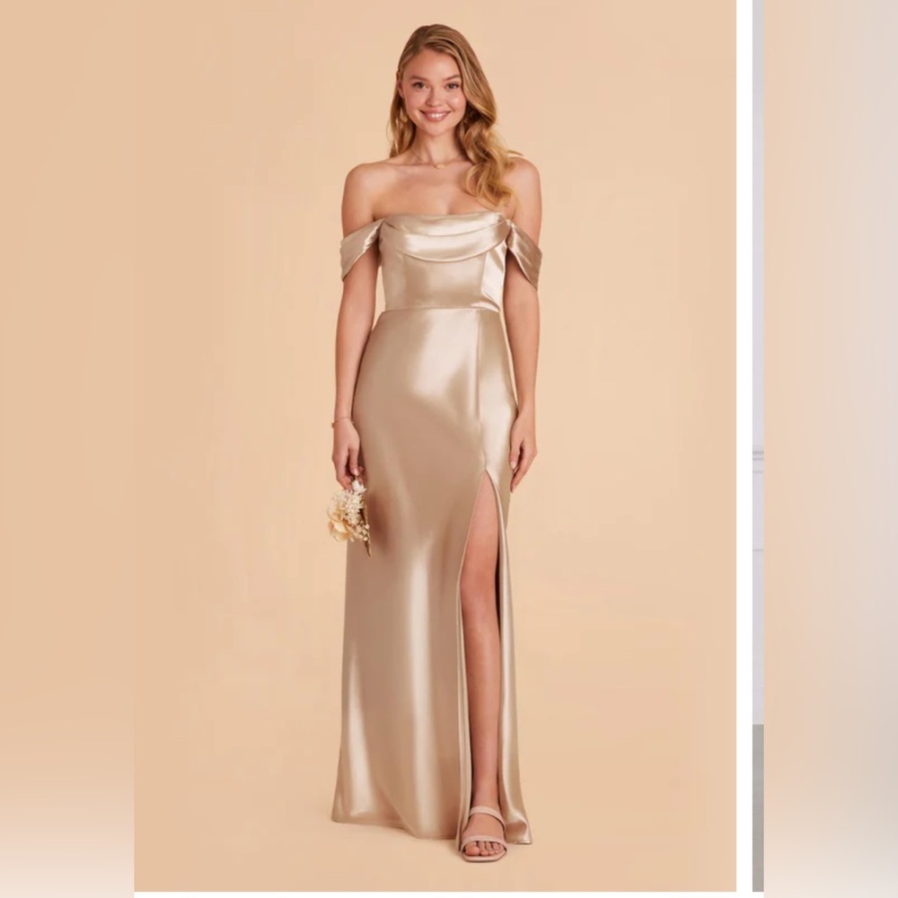 PETITE Birdy grey Mia Shiny Satin Convertible Dress - XS Neutral Champagne